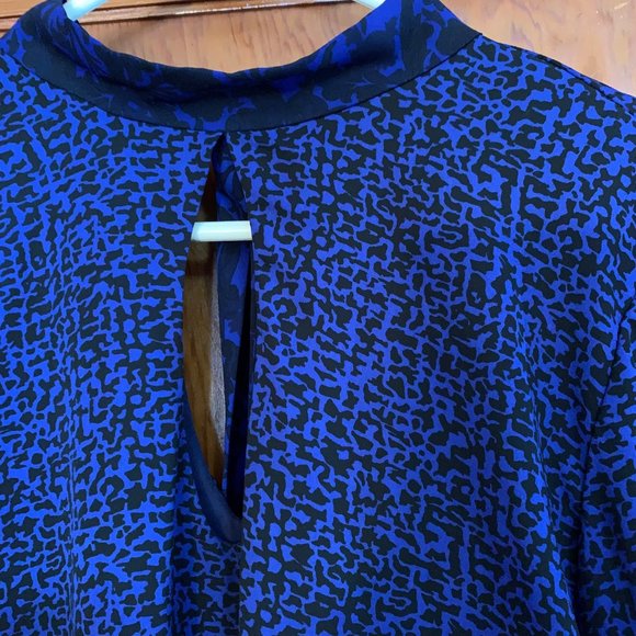 Atina Cristina Dark Purple/Blue and Black Dress W/Ruffle Bell Sleeves Size M - Picture 4 of 15